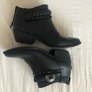 Black leather booties - size 6